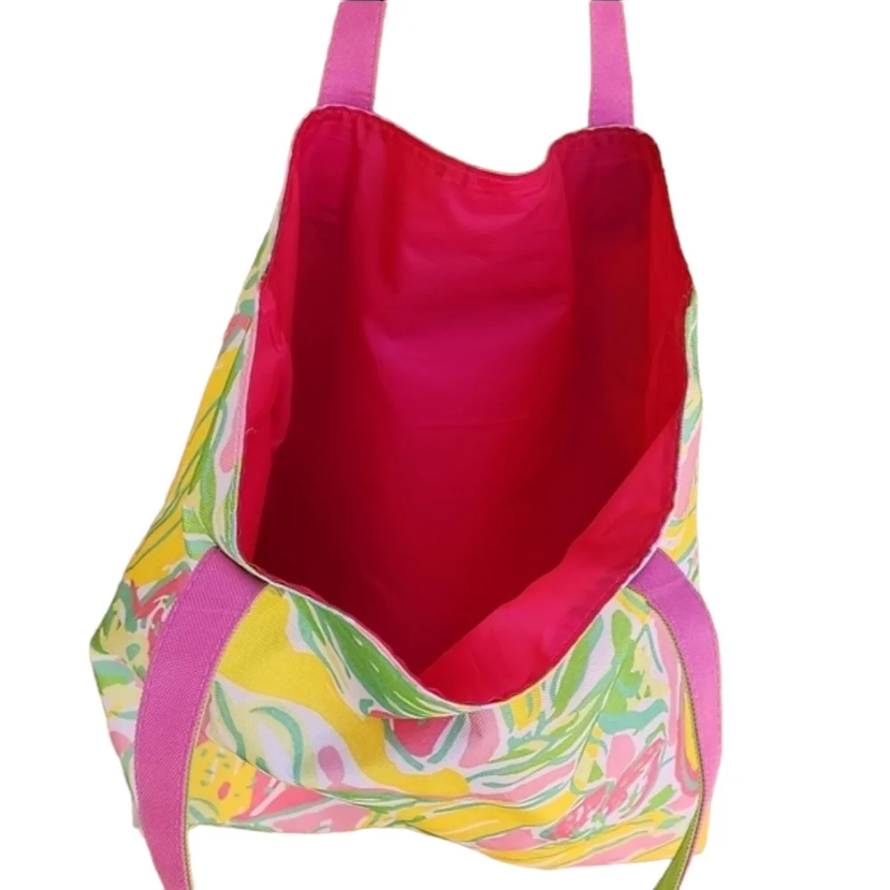 LILLY PULITZER ESTEE LAUDER Floral Tote Beach Bag Preppy Shopper Shoulder Purse